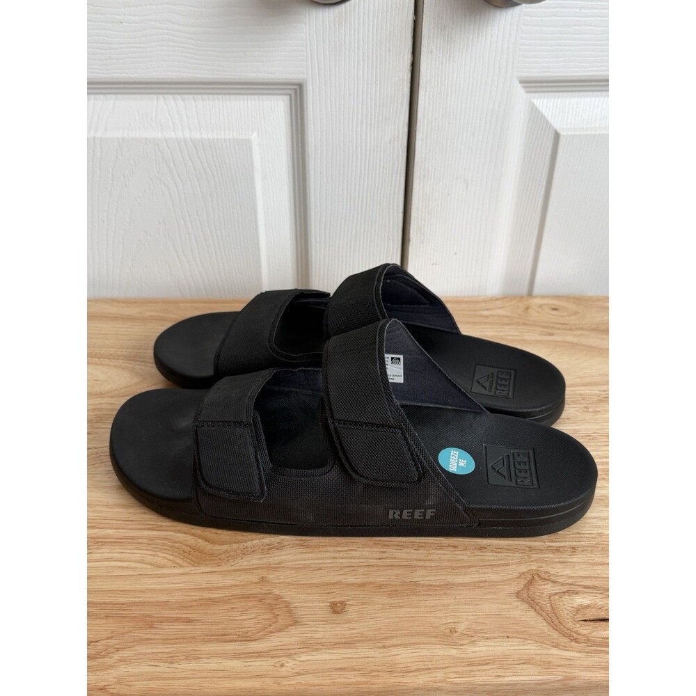 REEF Sandals Mens 10 Cushion Tradewind 2-Strap Slip On Comfort Slide Black
